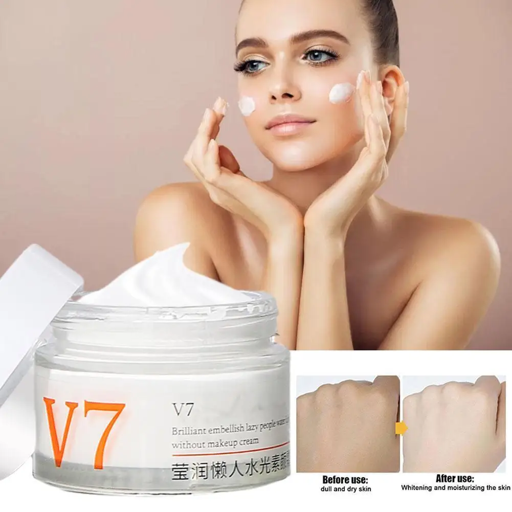 

V7 Lazy Skin Whitening Cream Deep Moisturizing Moisturizing Firming Brightening Primer Cream Lady Whitening Skin Skin 50g R6I0