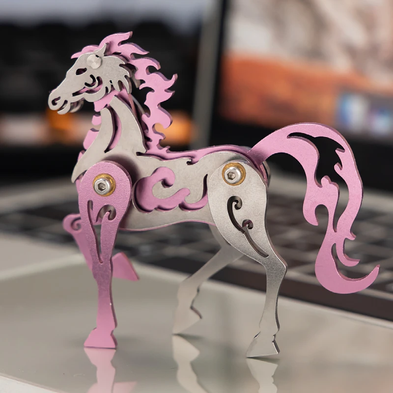 MOKR Зодиак Лошадь Цвет Животных 3D Металлический Пазл Подарок Игрушки Для Детей