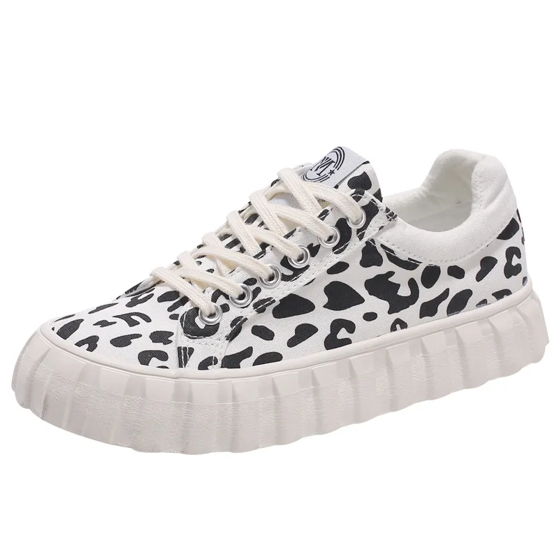 

Woman's Vulcanized Shoes Sneakers Lace-Up Solid Casual Platform Canvas Flat Shoes Without Heels Female Flats Ladies