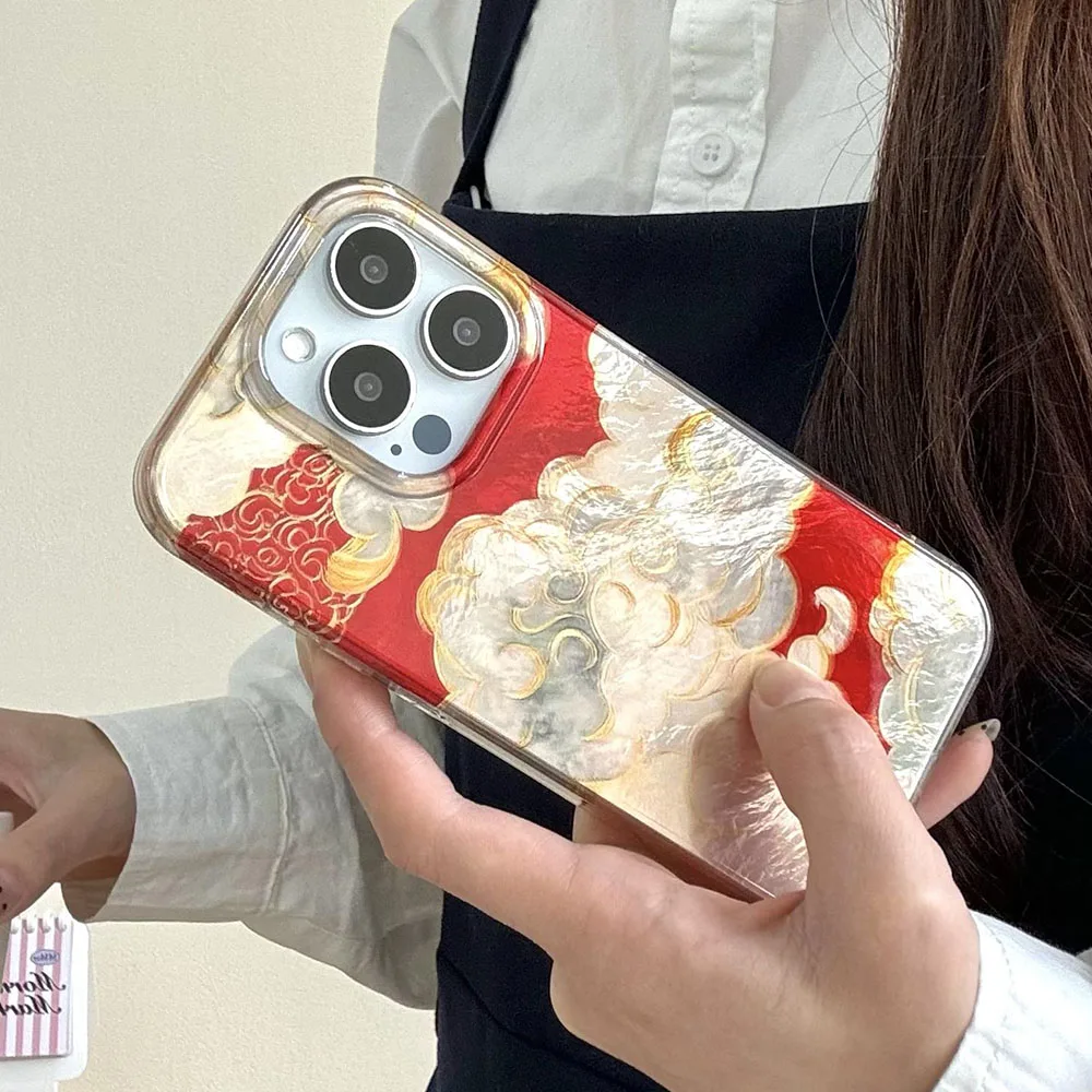 Модный чехол из оловянной фольги с лазерными благоприятными облаками и удачей