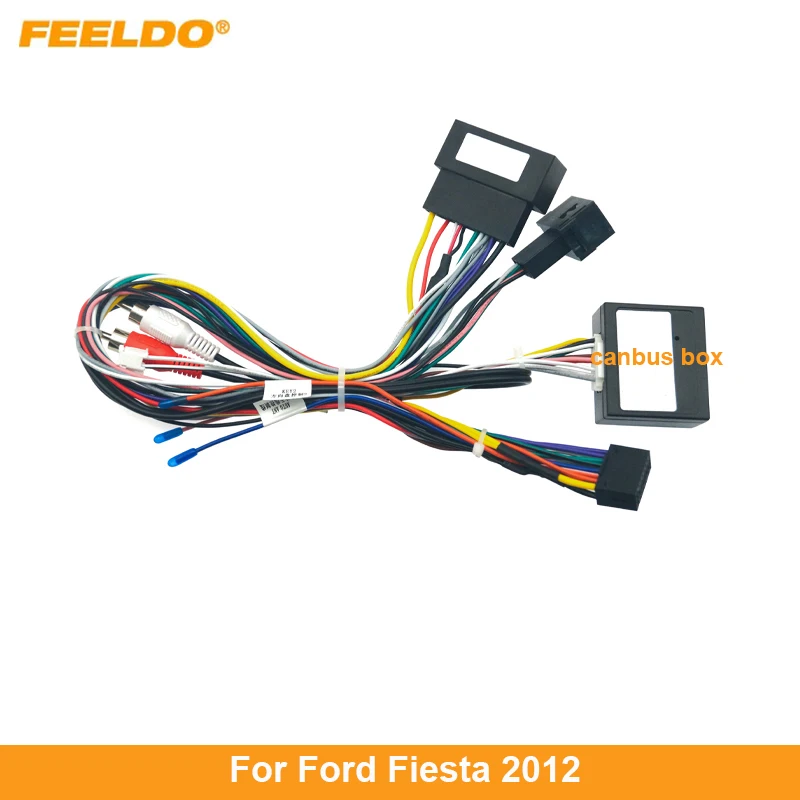 FEELDO Car 16Pin Stereo Wiring Harness Canbus Support For Ford Fiesta (2012) Audio Radio Power Cable Adapter