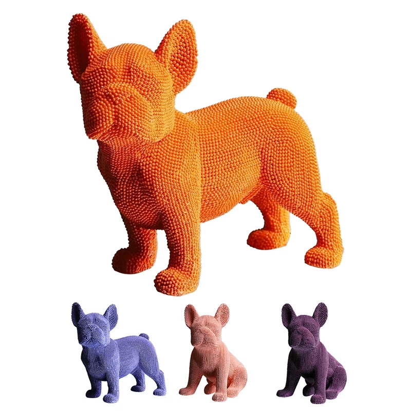 

Creative Resin Color Pellet Dog Figurine Sculpture French Bulldog Statue For Home Office Bar Store Art Ornament