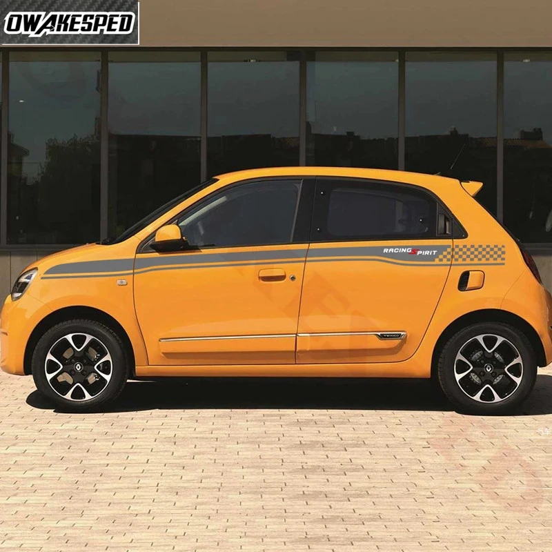 Фото Набор виниловых наклеек для автомобиля Renault Twingo Fit 4-дверный, декоративные полосы на кузов, спортивные наклейки на боковые линии кузова №4