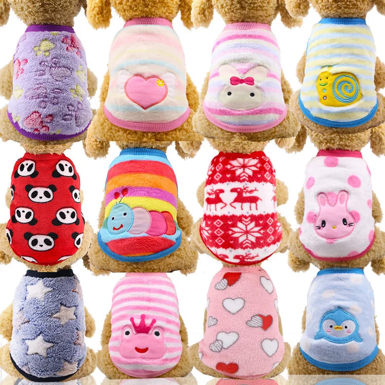 

Warm Fleece Pet Clothes Cute Fruit Print Coat Small Medium Dog Cat Shirt Jacket Teddy French Bulldog Chihuahua Outfit