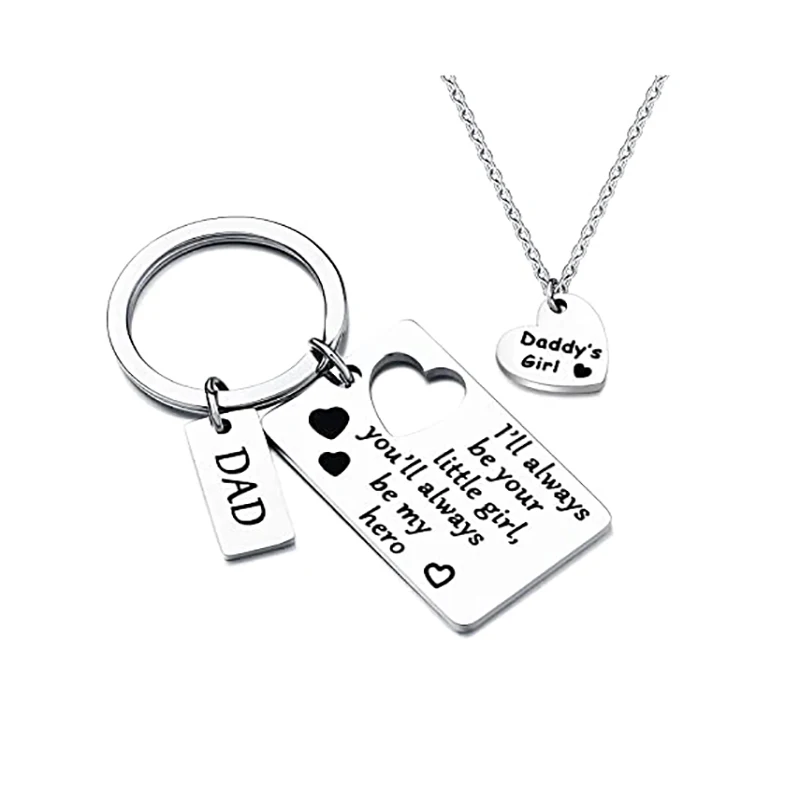 Брелок для дочери отца 2 шт./компл. ожерелье металлический брелок автомобильных