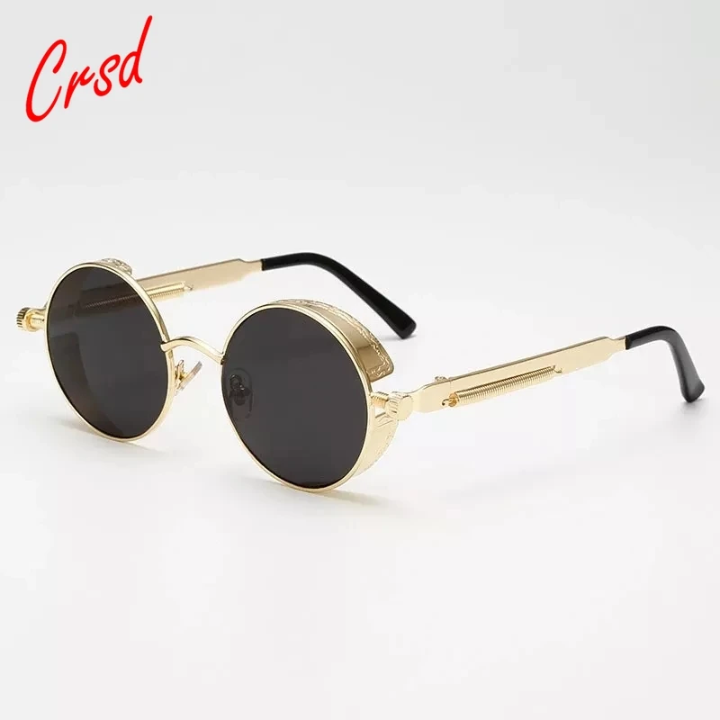 

2022 Classic Steampunk Sunglasses for Men Women Vintage Punk Round Sun Glasses Luxury Brand Designer Gothic Shades Eyewear UV400
