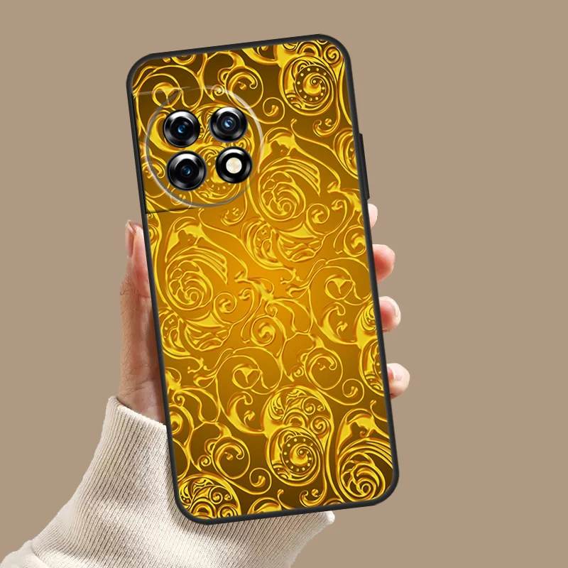Золотой чехол с цветочным узором для OnePlus Nord CE 5 2 3 4 Lite N30 OnePlus 13 11 12 15 13T 13R 10T 12R 9 10 Pro (art.: 3920dba21bb33) - 3920dba21bb33