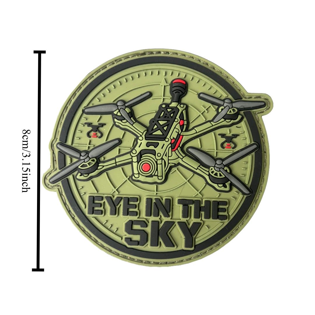 Фото Нашивка на рюкзак Eye In The Sky FPV Drone, 3D, из ПВХ-резины, оливково-зеленая, круглая, для пилотов квадрокоптеров, DIY, значок-аппликация №3