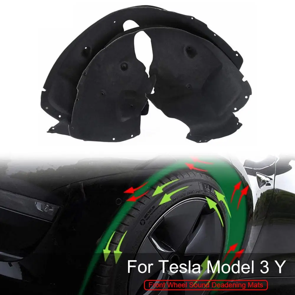 

2Pcs Front Wheel Sound Deadening Mats for Tesla Model 3 Y Soundproof Protective Pad Audio Noise Insulation Dampening