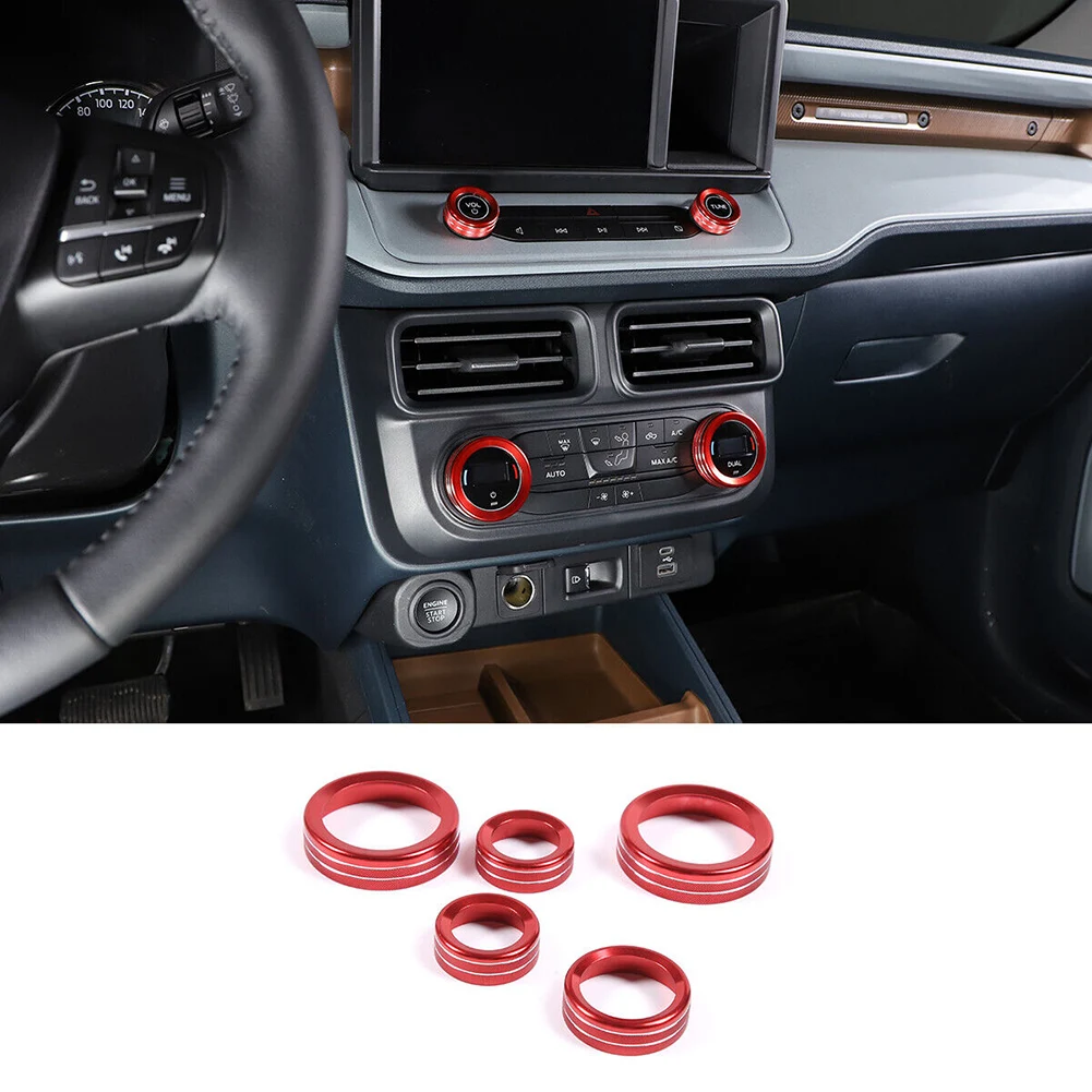 

Trim Ring Red Red 5Pcs/Set Air Conditioner Audio Volume Switch Brand New High Quality Car Alloy Knob Trim Ring