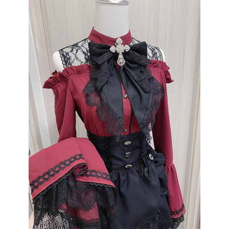 Фото Kawaii Женские рубашки Jirai Kei Lolita Y2K Симпатичная блузка в японском стиле Элегантные милые топы с длинными рукавами Повседневная эстетичная рубашка 2024 №4