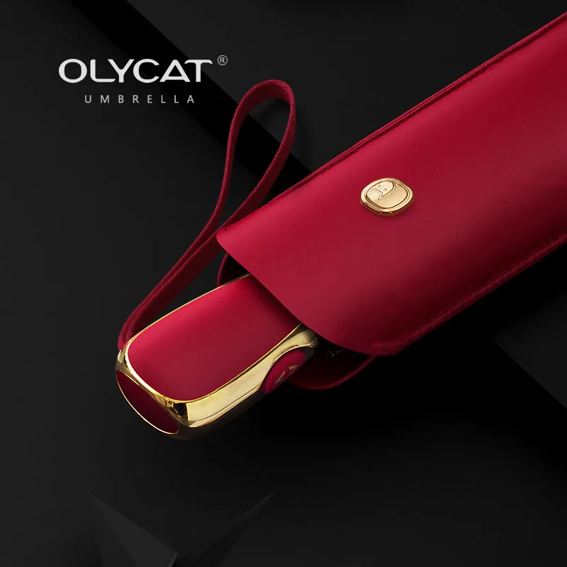 

Automatic Umbrella Rain Women UV Protection Portable Flat Parasol Umbrella Girl Brand OLYCAT Windproof Travel Red Umbrellas