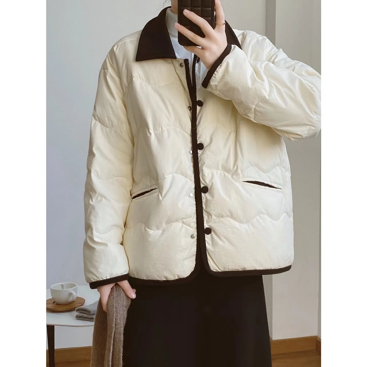 White Duck Down Down Jacket Women 2022 Winter New Fashion Lapel Warm Jacket 2022 Women's Clothing