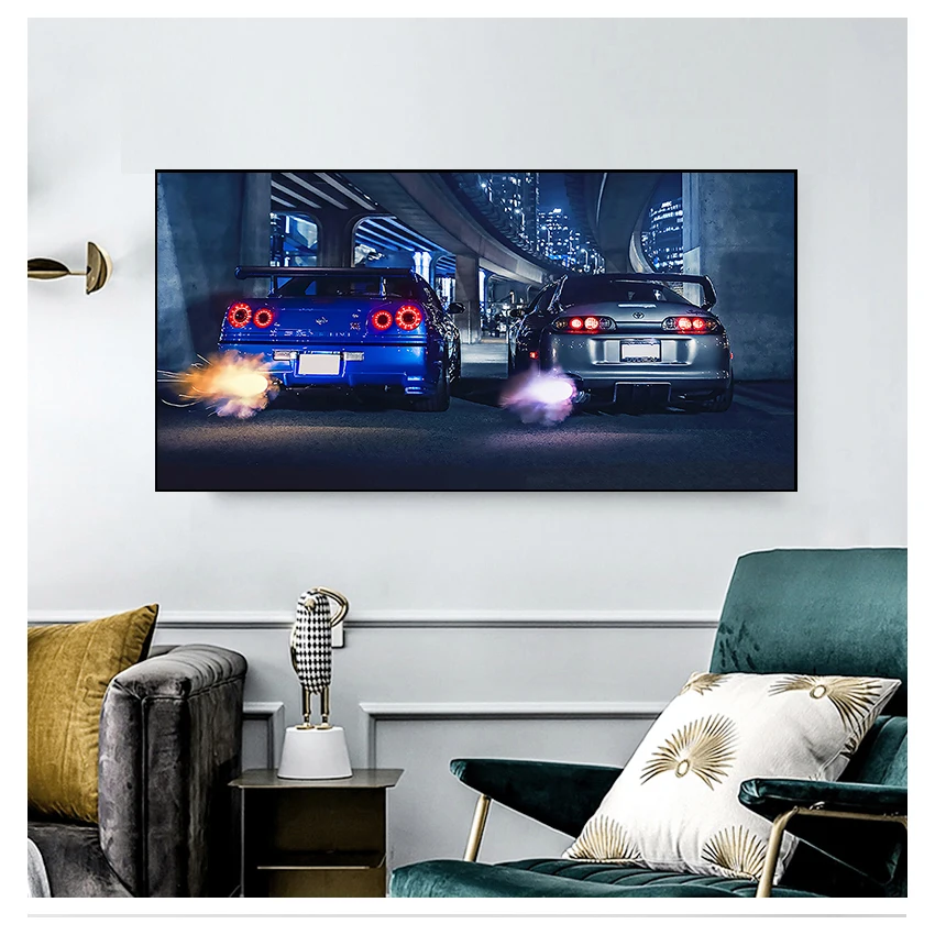 

Vehicle Modern Canvas Painting HD Print for Living Room Home Decor Poster Wall Art Frame GTR R34 VS Supra Wall Decor