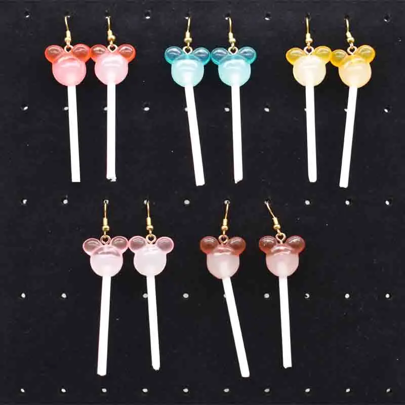 

16*45mm Earrings For Girls Women Resin Handmade 5 Colors Simulation 3D Cute Lollipop Drop Earrings Funny Gift