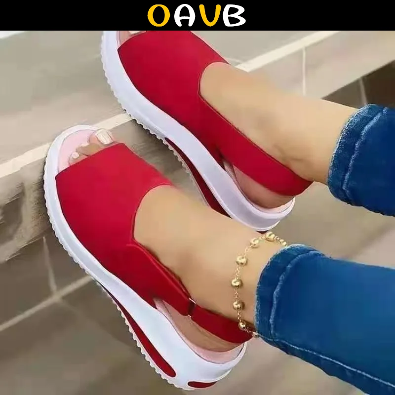 

OAVB New Shoes For Women Thick Sandals Women's Wedge Heel Ladies Slippers Solid Color Sandal Women Beach Summer 2023 Shoes