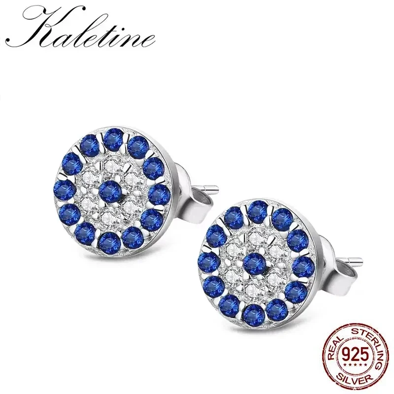 Фото Серьги-гвоздики KALETINE Evil Eye из стерлингового серебра 925 пробы с фианитами, в форме турецкого глаза, маленькие, для женщин, модные ювелирные украшения, подарок для девушки №1