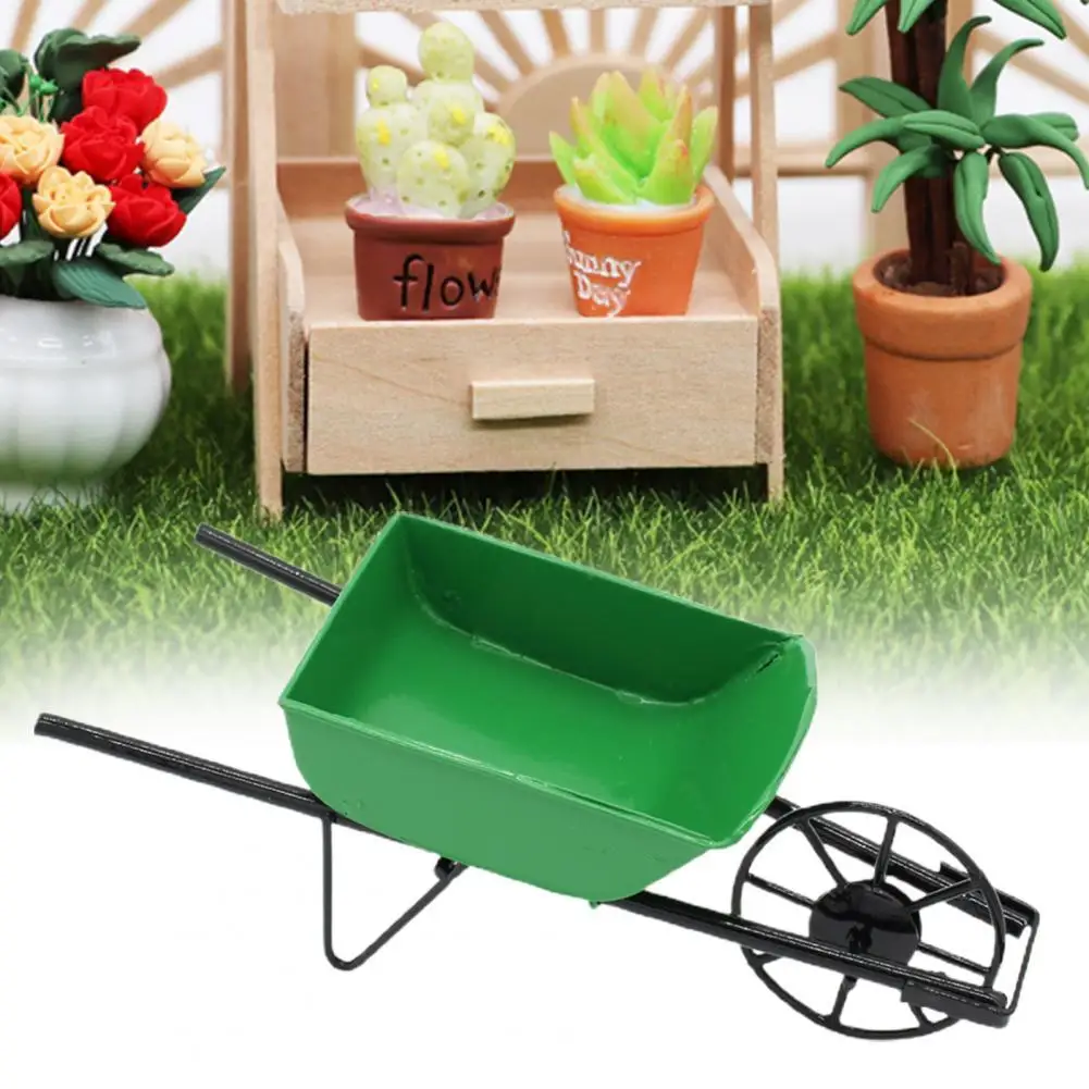 

High Simulation DIY Accessories Ornament Garden Scene Simulation Push Cart Dollhouse Push Cart for Entertainment