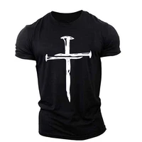 new mens muscle cross graphic top 3d printed t shirt sportswear outdoor lightweight breathable elastic christian style