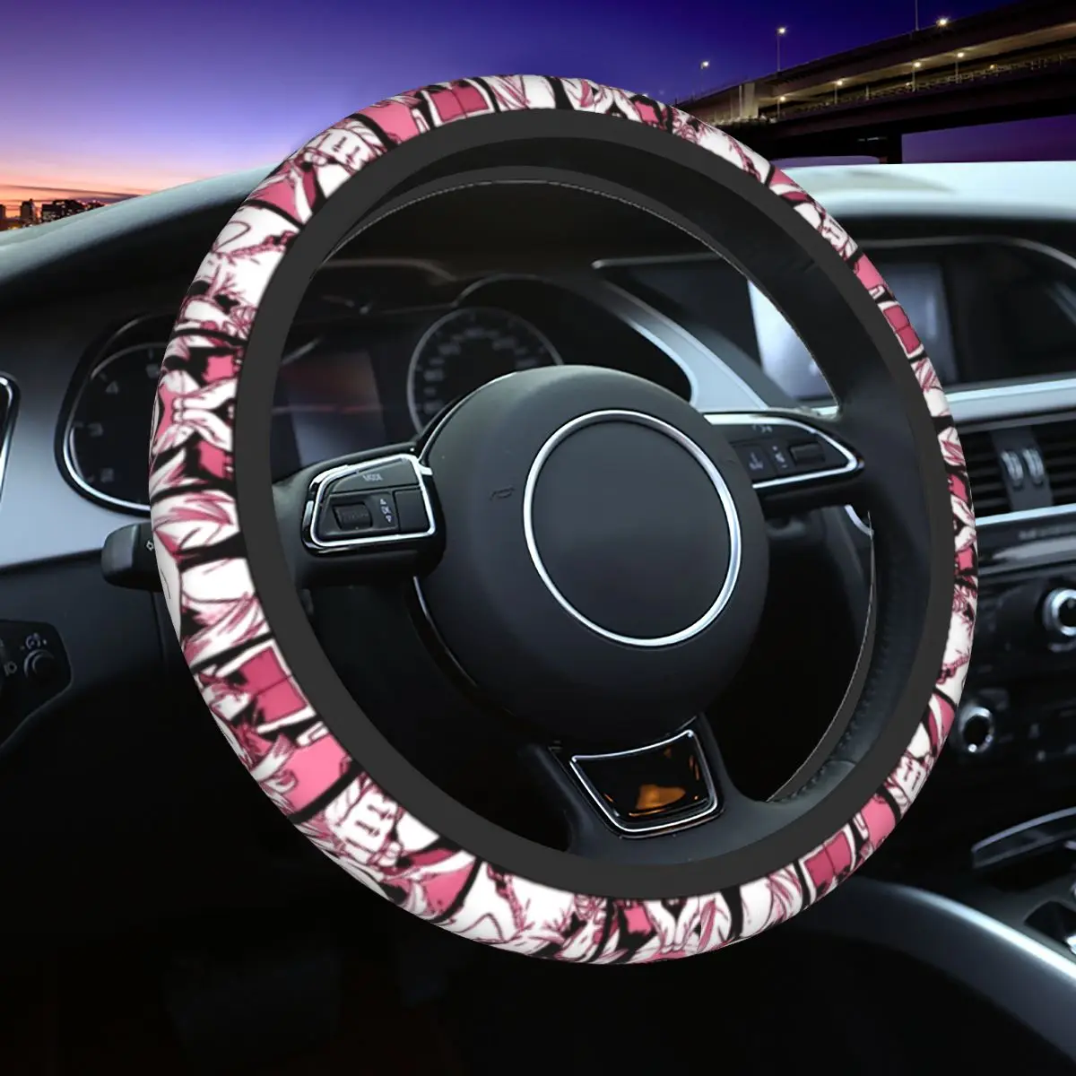 

38cm Car Steering Wheel Cover Uraraka Ochako Boku No My Hero Academia Anime Auto Decoration Steering-Wheel Accessories