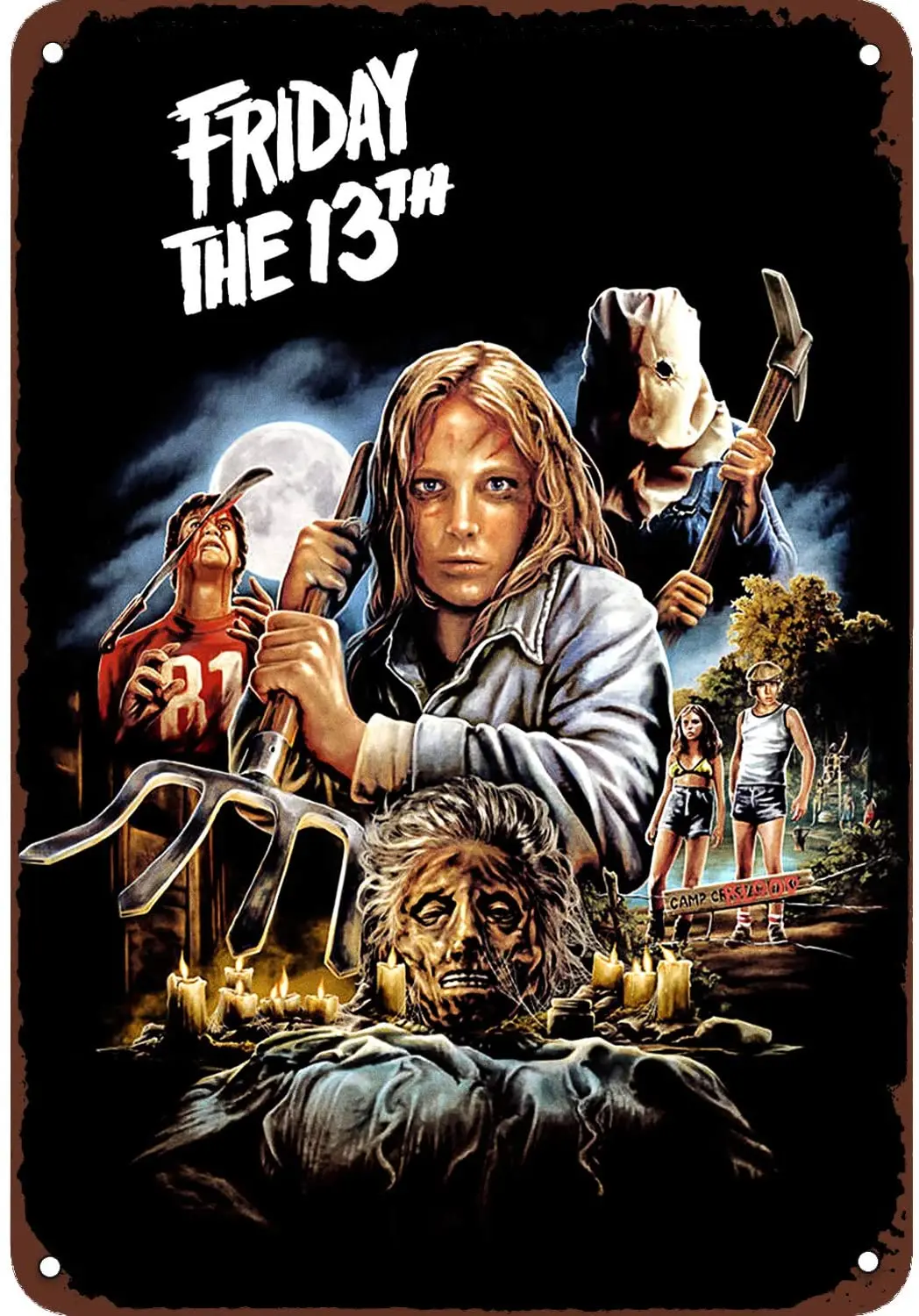 

Friday The 13th Classic Horror Movie Poster Vintage Metal Tin Sign for Bar Man Cave Home Wall Decor 8X12inches