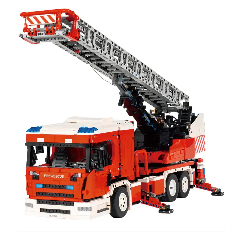 

17022 технический конструктор MOULD KING с дистанционным управлением, игрушки для строительства, APP RC, моторизованная пожарная лестница, модель грузовика, сборные кирпичи, детские игрушки