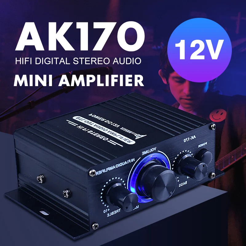 Цифровой усилитель AK170, домашний Hi-Fi стерео усилитель звука, усилитель мощности 2x200 Вт, канал 2,0, усилитель домашнего кинотеатра, усилитель звука