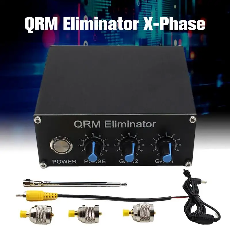 

QRM Eliminator X-Phase 1-30MHz HF Bands Phase/ Two Gains Adjustable Built-in PTT Control QRM Canceller Aluminum Alloy Casing