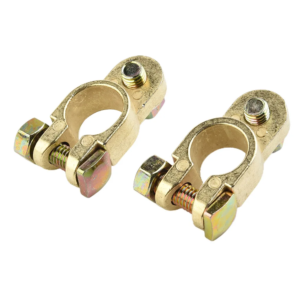 

1 Pair Battery Clamp Solar Battery Pole Clamps 12/24V Clamp Massive Universal Terminals Pole Clamps (+) And (-) With Bolts Tools