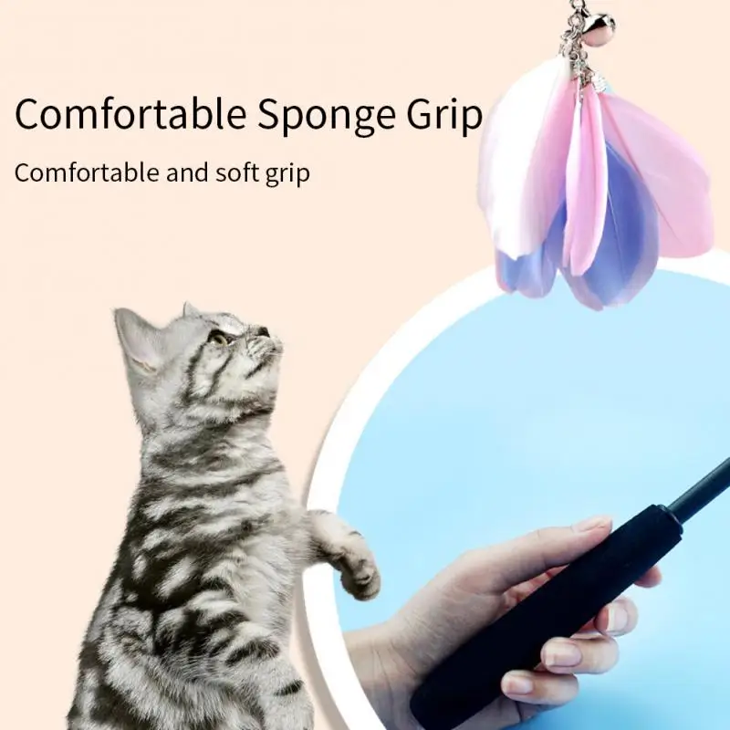 

Cat Toy Telescopic Cat Rod Steel Wire Feather Bite Resistant With Bell 1.8m Super Long Fishing Rod Funny Pet Supplies Accessorie