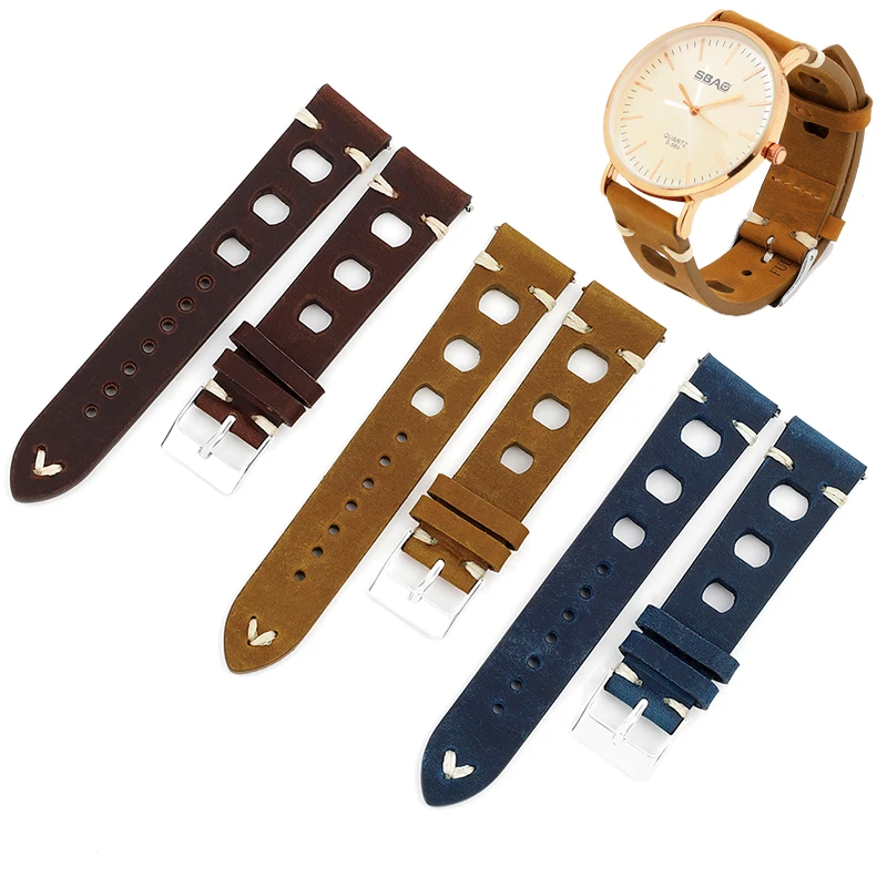 

Кожаный ремешок для часов ручной работы Crazy Horse 18 мм 19 мм 20 мм для мужчин