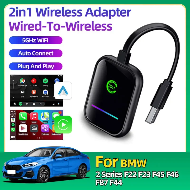 

Для BMW 2 серии F22 F23 F45 F46 F87 F44 Беспроводной CarPlay Android Auto Беспроводной адаптер Smart Box Bluetooth WiFi Автоматическое подключение