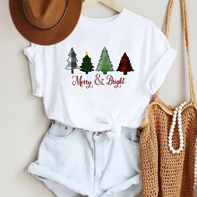 

Women Sweet Happy 90s Cute Merry Christmas New Year Holiday Print Tshirts Trend Graphic Travel Top T Shirt Tee T-Shirt