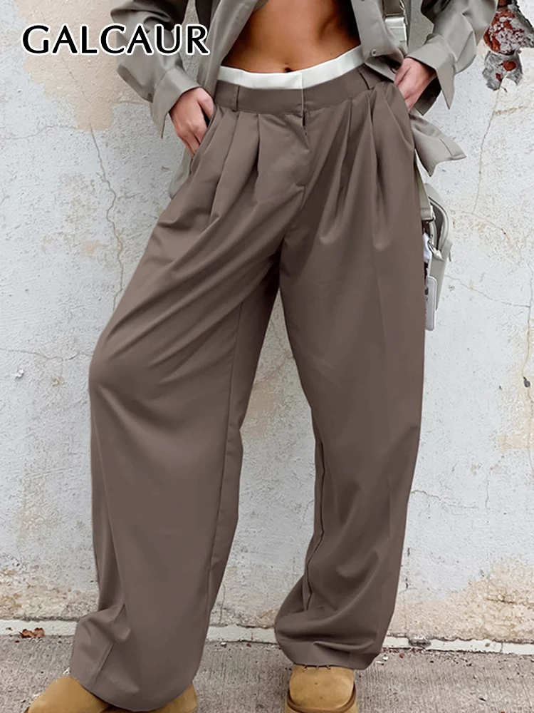 

Брюки GALCAUR женские с завышенной талией, уличные свободные штаны в стиле пэчворк, с цветными блоками, с широкими штанинами, модная осенняя оде...
