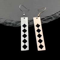 drop earring for women stainless steel jewelry personality rectangular hollow out square dangle crochet earring brincos feminino