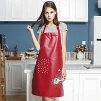 kitchen cooking leather apron waterproof oil resistant pu waist overalls ladies autumn and winter apron