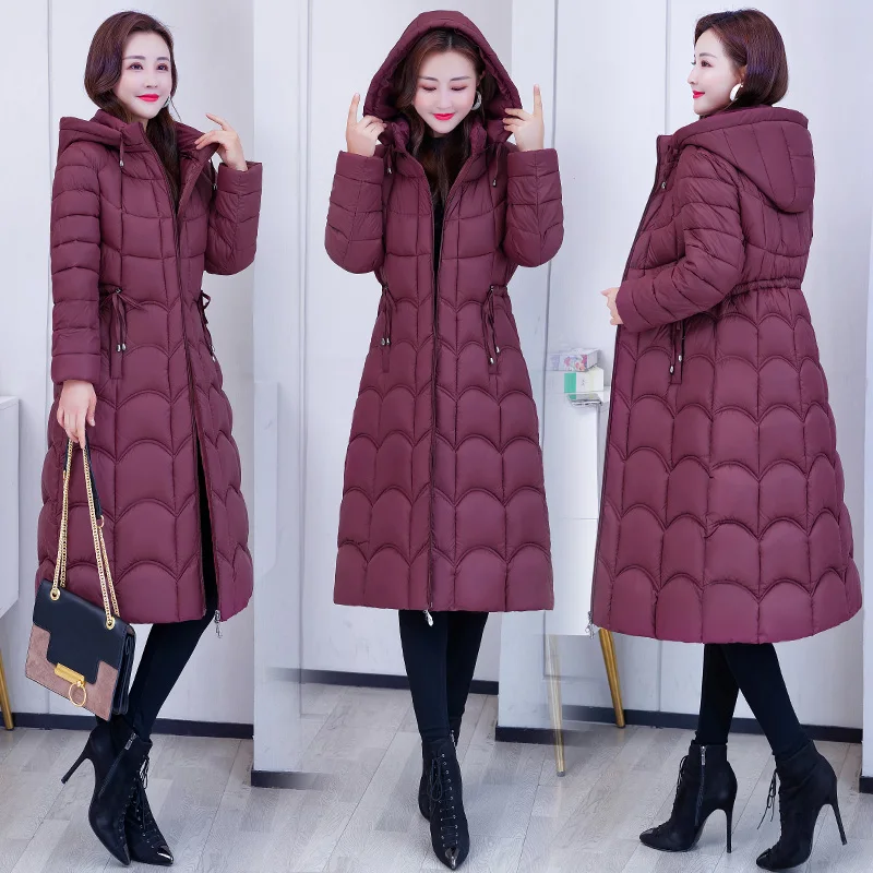 Cotton Padded Long Winter Coat Female Casual Slim Woman Parkas Solid Zipper Overcoat Warm Winter Women Black Jacket High Quality