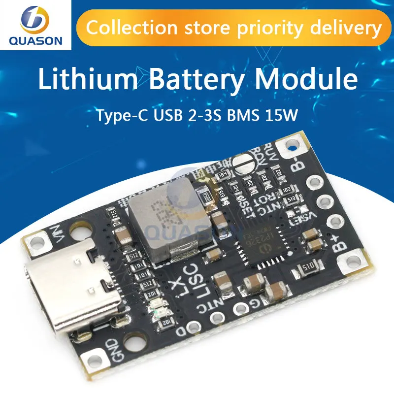 

Type-C USB 2-3S BMS 15W 8.4V 12.6V 1.5A Lithium Battery Charging Boost Module With Balanced Support Fast Charge With Indicator