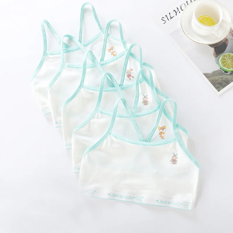 

3pcs/lot Cartoons Thin Sling T-shirt Cotton bra Topic Girls Underwear Teenage Training Bras vest gift cute send Random Pattern