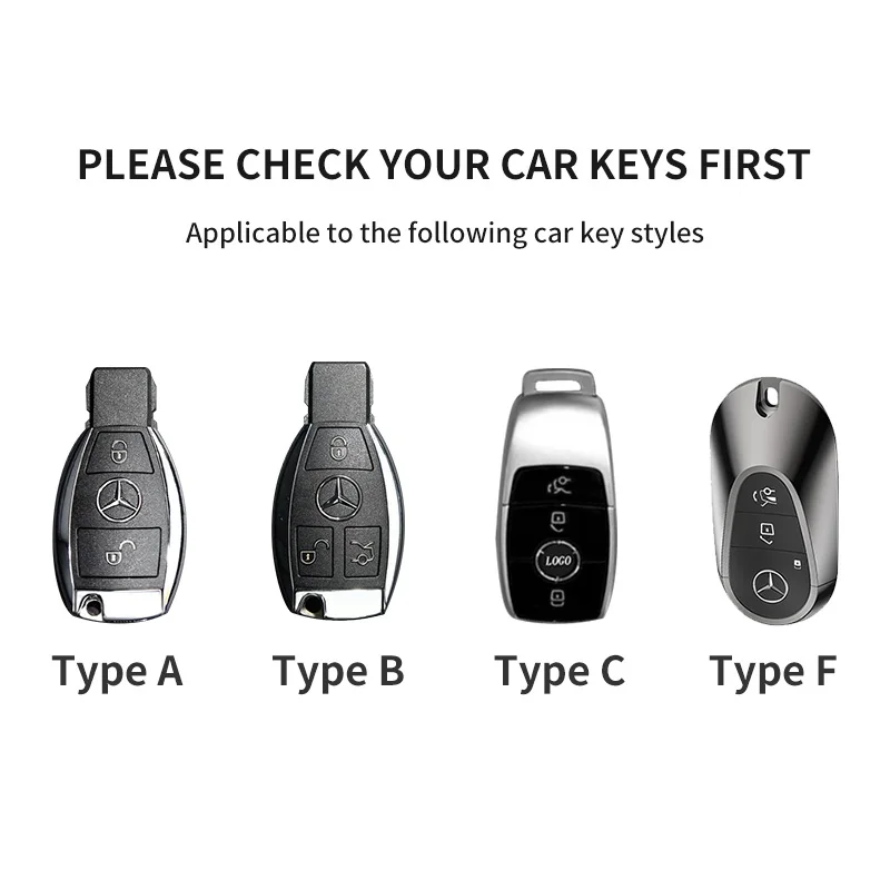 Фото Чехол для ключей автомобиля для Mercedes-Benz A, B, C, E, S, G-класса, GLC, CLE, CLA, GLB, GLS, W177, W205, W213, W222, AMG, GLA200, GLC260, CLA220, C200L, C180L, E260L №2