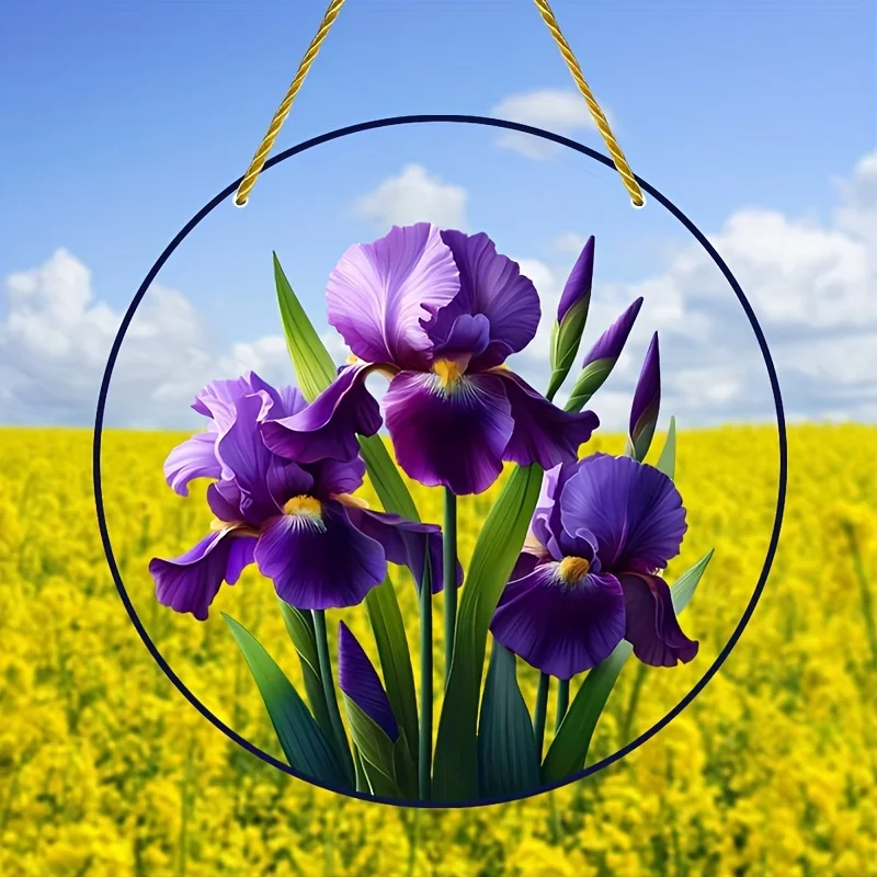 Элегантный цветок ириса Ловец солнца — акриловое оконное украшение для декора