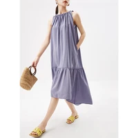 2022 summer tank dress loose maxi dresses for women asymmetrical beach style ankle length o neck sleeveless