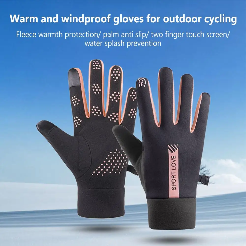 

2023 Men Women Gloves Touch Cold Waterproof Motorcycle Cycle Gloves Male Outdoor Sports Warm Thermal Fleece Running Ski Gloves