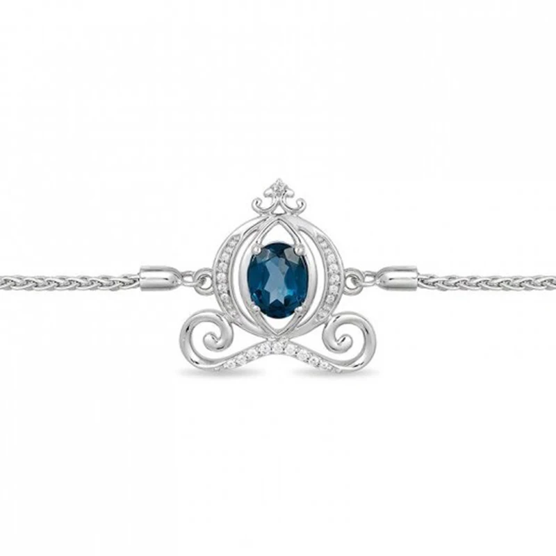 

HESHI Oval Blue Topaz and Diamond Carriage Bolo Bracelet for Women