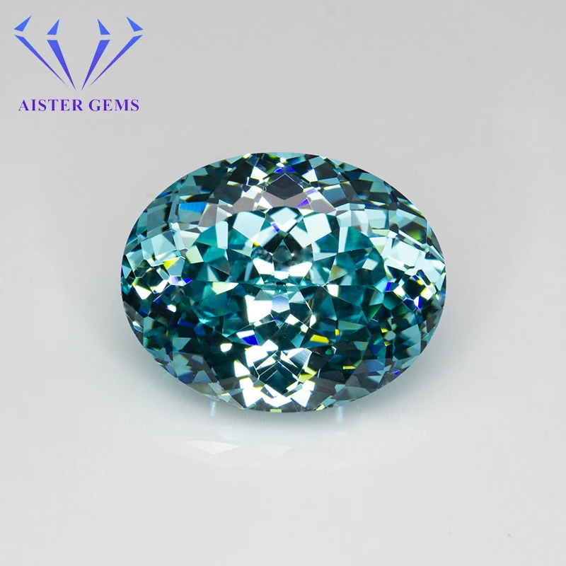 Параиба синий овальный 100-гранный кубический цирконий лабораторный циркон CZ 4K