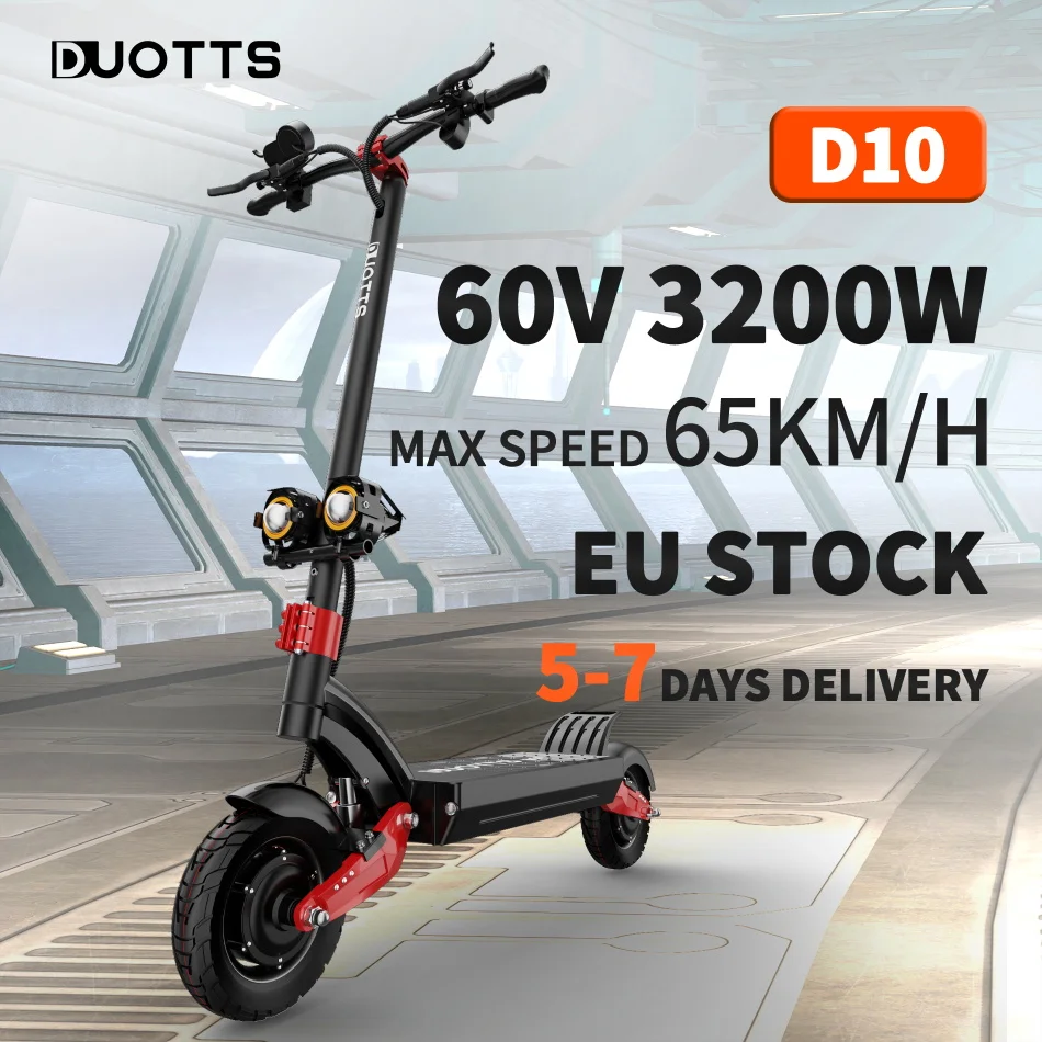 DUOTTS D10 Electric Scooter 60V3200W Max Speed 65 KM/H Hydraulic Brake Kick Scooter for Adults Europe Warehouse