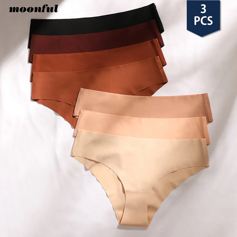 3 Pcs Seamless Panties Set for Women Breathable Low Waist Sexy Underwear Solid Silk Panties Brief Female трусы бесшовные женские
