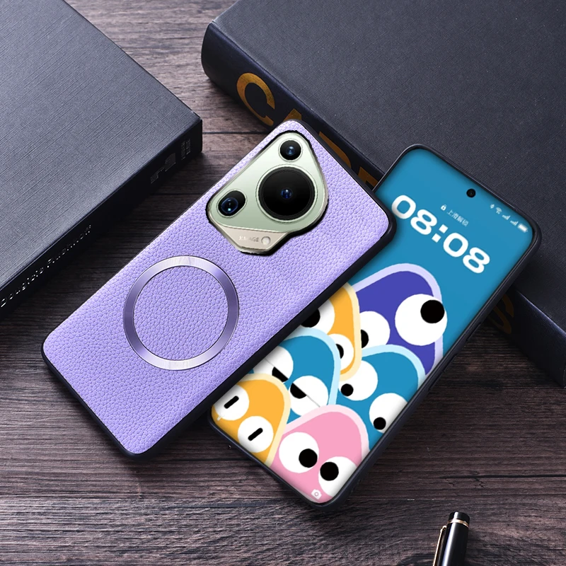 Кожаный чехол Magsafe для Huawei Pura 70 Pro + Plus ультрамагнитный силиконовый защитный