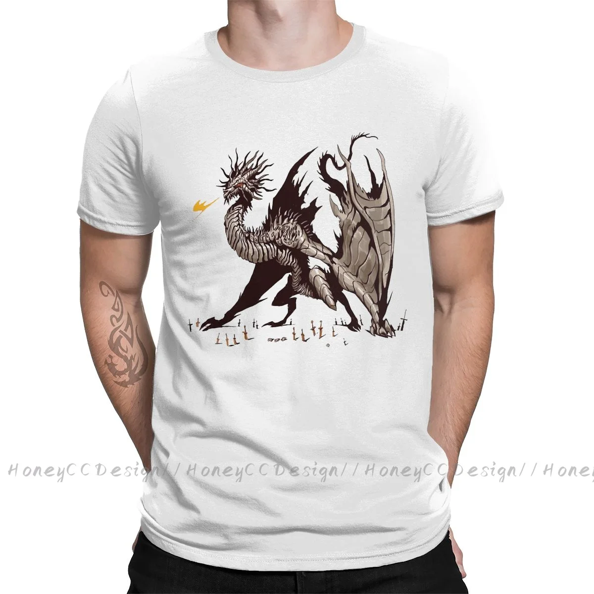 

Men TShirt Elden Ring Dragon Cool Unisex Clothes Shirt Design Elden Ring O Neck Cotton T-Shirt Plus Size