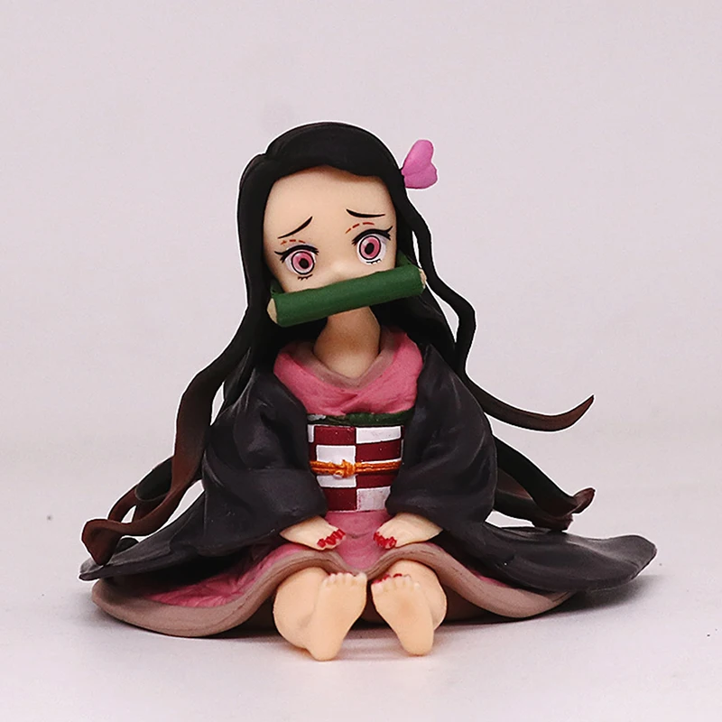 

6cm Anime Demon Slayer Action Figure Kamado Nezuko Kawaii Girl Palm Sitting Kimetsu No Yaiba Figurine Pvc Collectible Model Toy